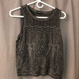 Gray see-through design tank top